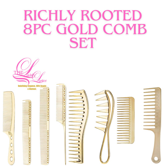 Professional-grade gold combs for hair parting, styling, and detangling